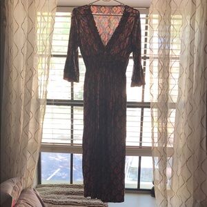 Elegant Black/salmon/tan Women's Dress